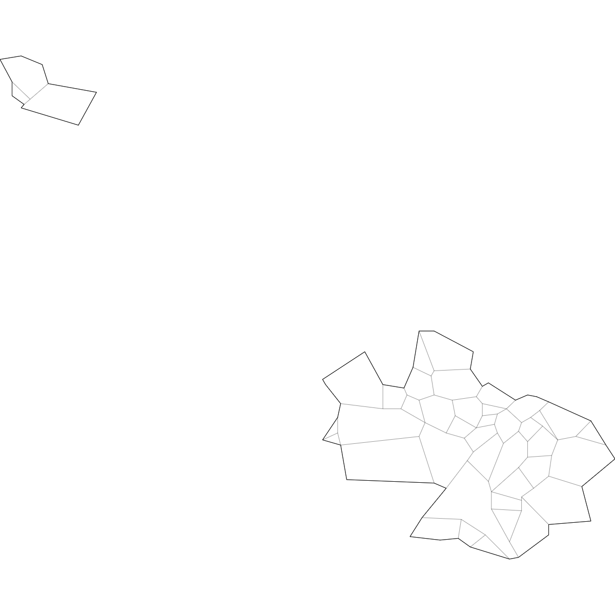 Blank outline map of Malta showing local council borders