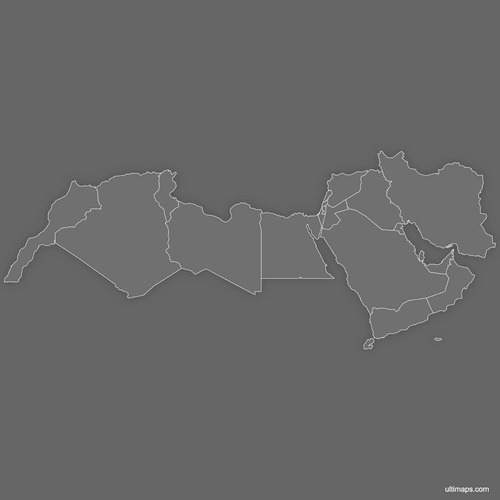 Preview of Blank Map of MENA Countries (Dark)