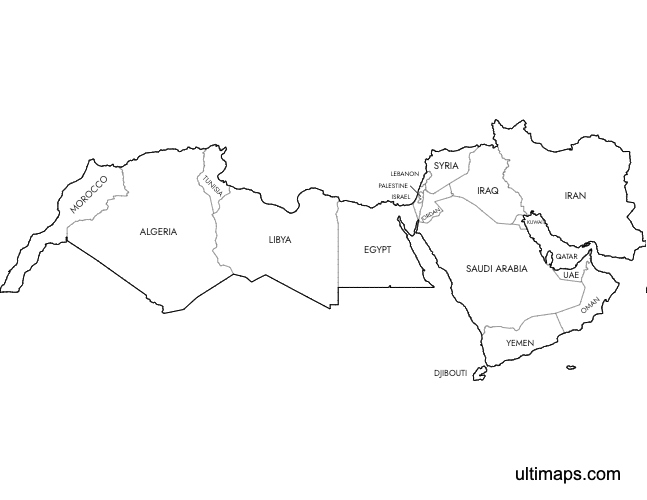 Preview of Labeled Map of MENA Countries (Letter)