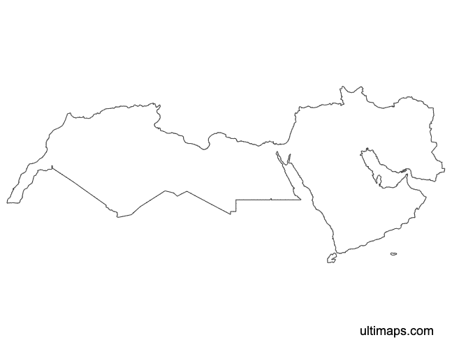 Preview of Outline Map of MENA Countries (A4)