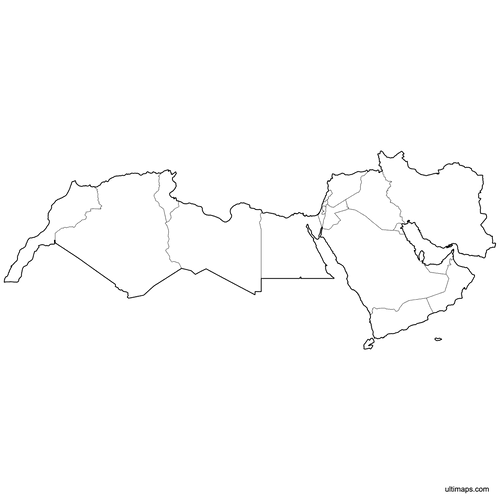 Preview of Outlined Map of MENA Countries