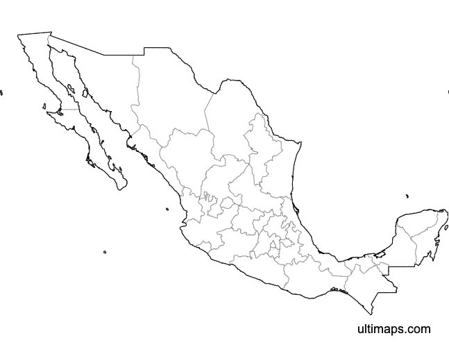 Preview of Blank Map of Mexico States (Letter)