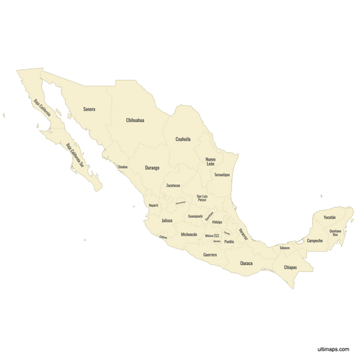 Preview of Labeled Map of Mexico States