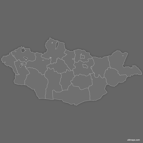 Preview of Blank Map of Mongolia Provinces (Dark)