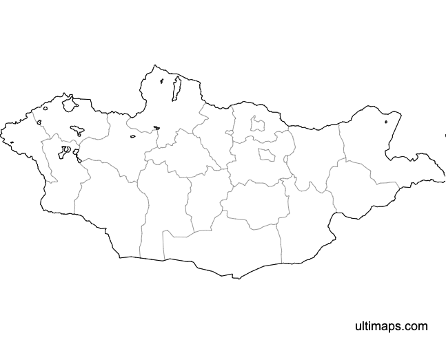 Preview of Blank Map of Mongolia Provinces (Letter)