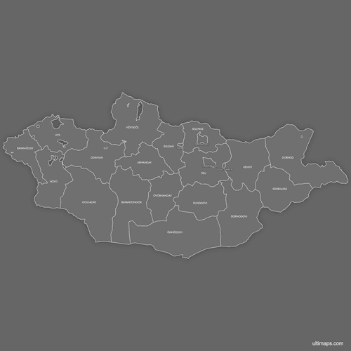 Preview of Labeled Map of Mongolia Provinces (Dark)