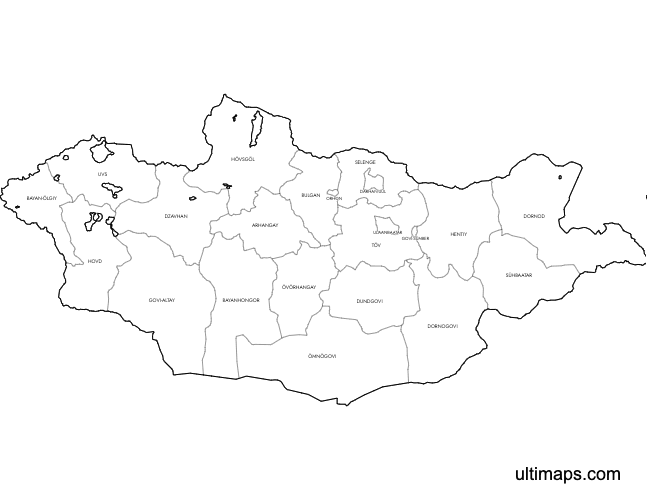 Preview of Labeled Map of Mongolia Provinces (Letter)