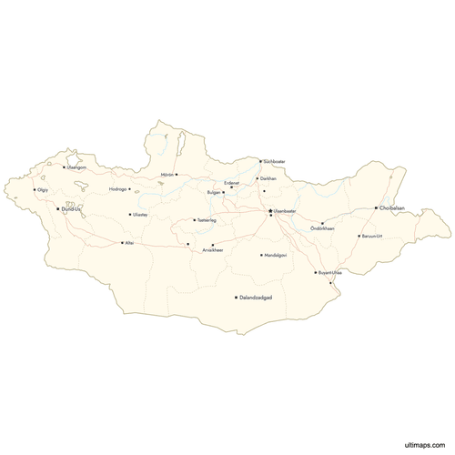 Preview of Map of Mongolia Provinces with Cities