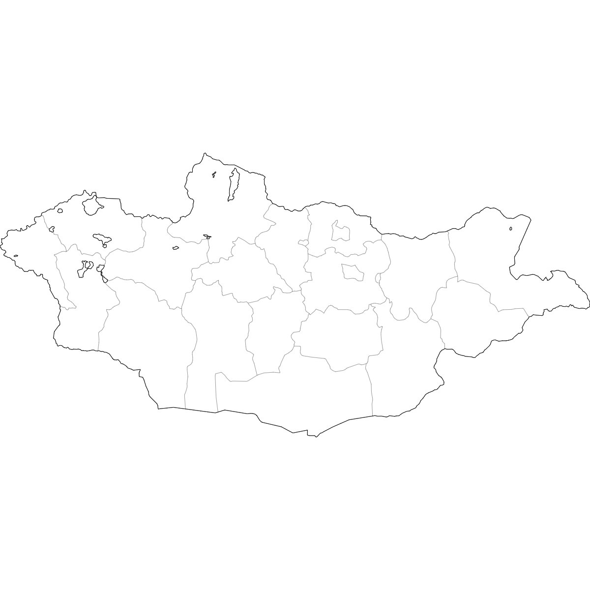Wireframe Map of Mongolia Provinces