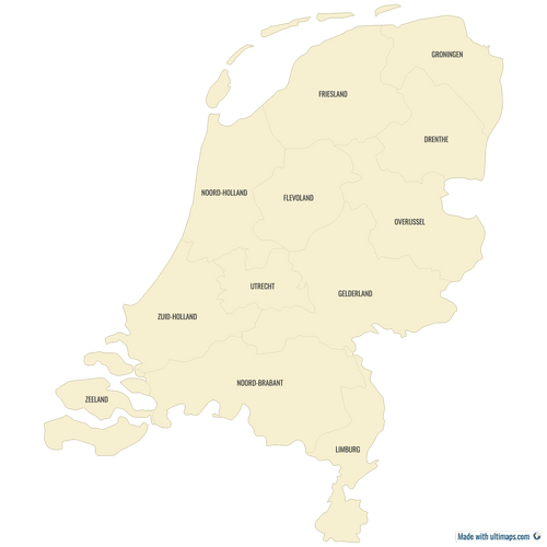 Preview of Labeled Map of Netherlands Provinces