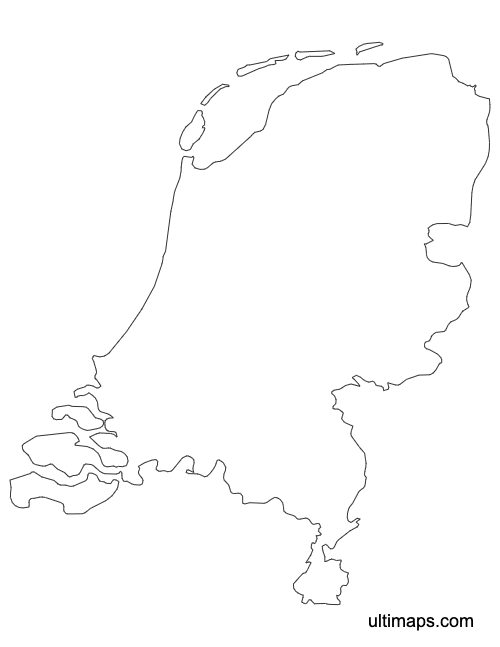 Preview of Outline Map of Netherlands Provinces (A4)