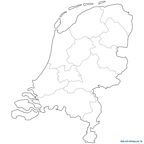 Preview of Outlined Map of Netherlands Provinces