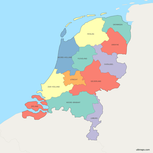 Political Map of the Netherlands with Provinces