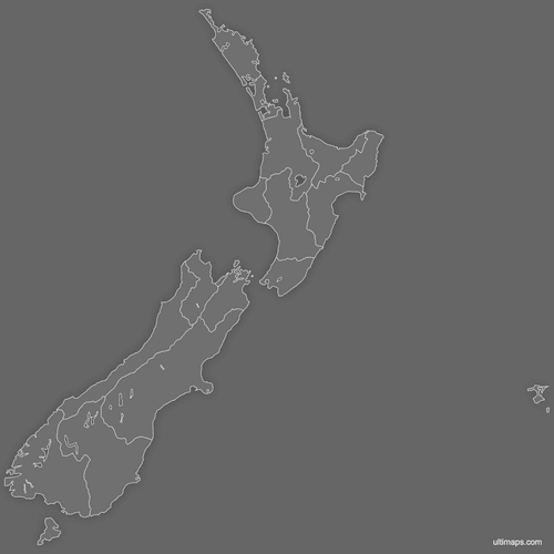 Preview of Blank Map of New Zealand (Dark)