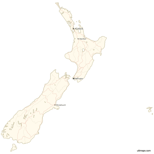 Preview of Map of New Zealand with Cities
