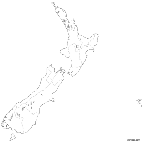 Preview of Outlined Map of New Zealand