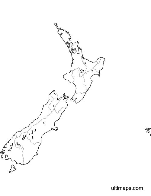 Preview of Outlined Map of New Zealand (Letter)