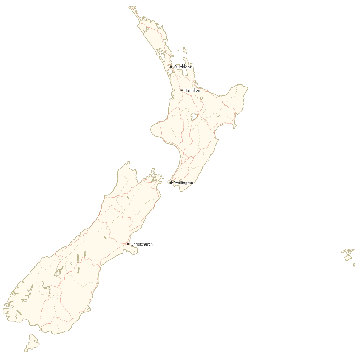 Custom Map of New Zealand with Cities
