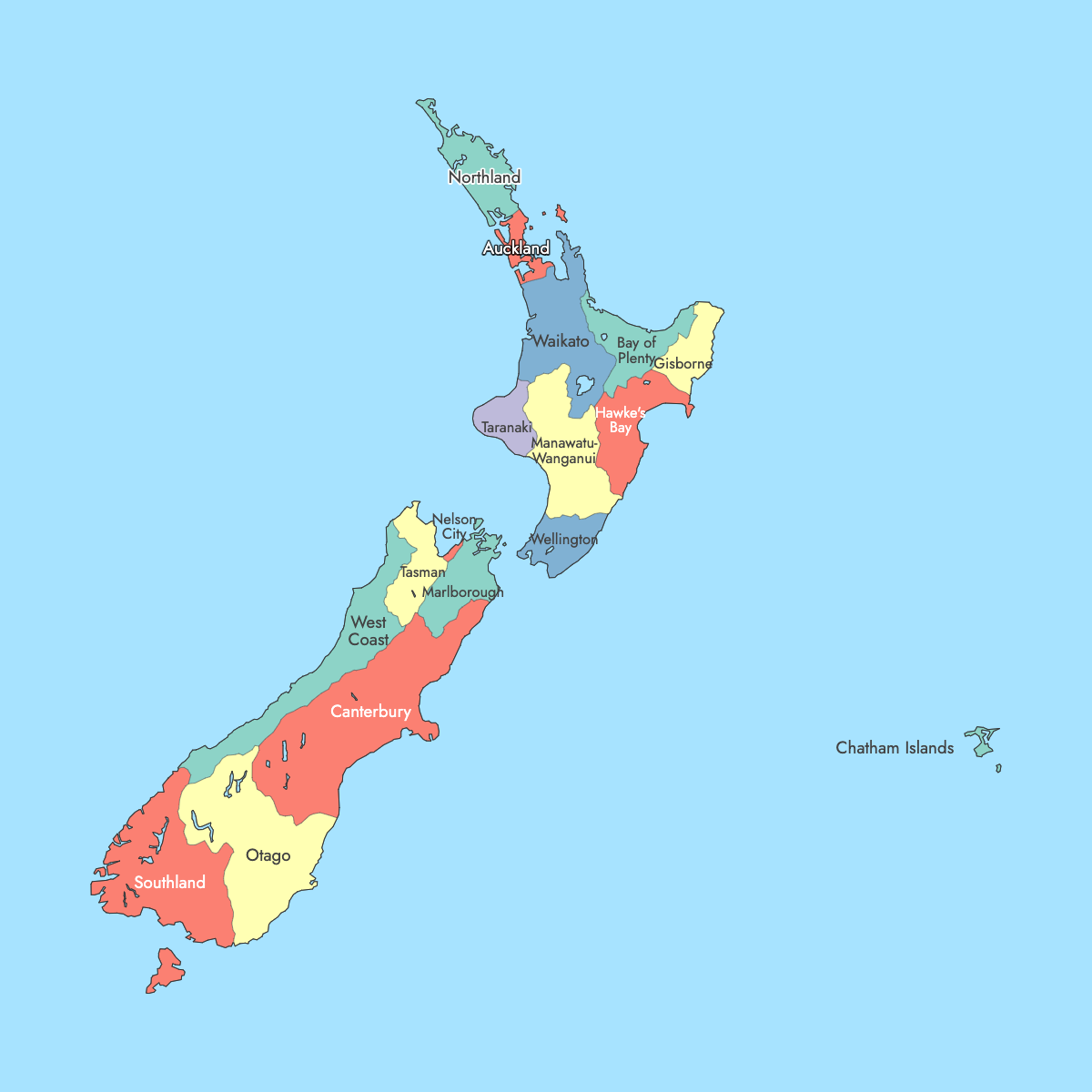 Map of New Zealand Regions | Explore, Download & Create Your Own — Ultimaps