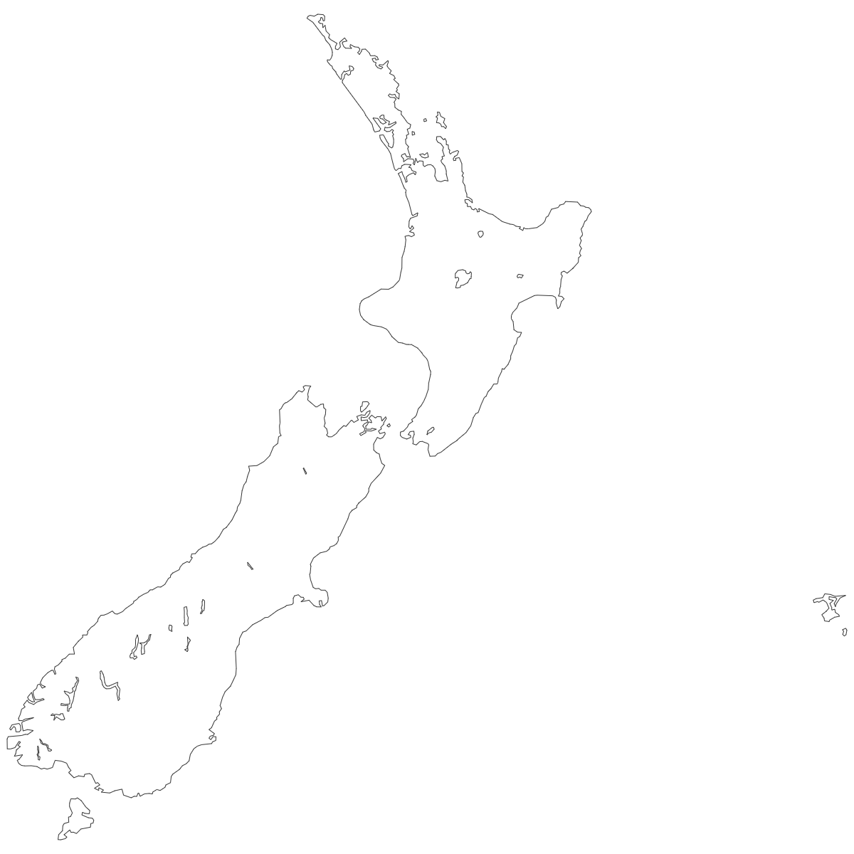 Outline Map of New Zealand Regions