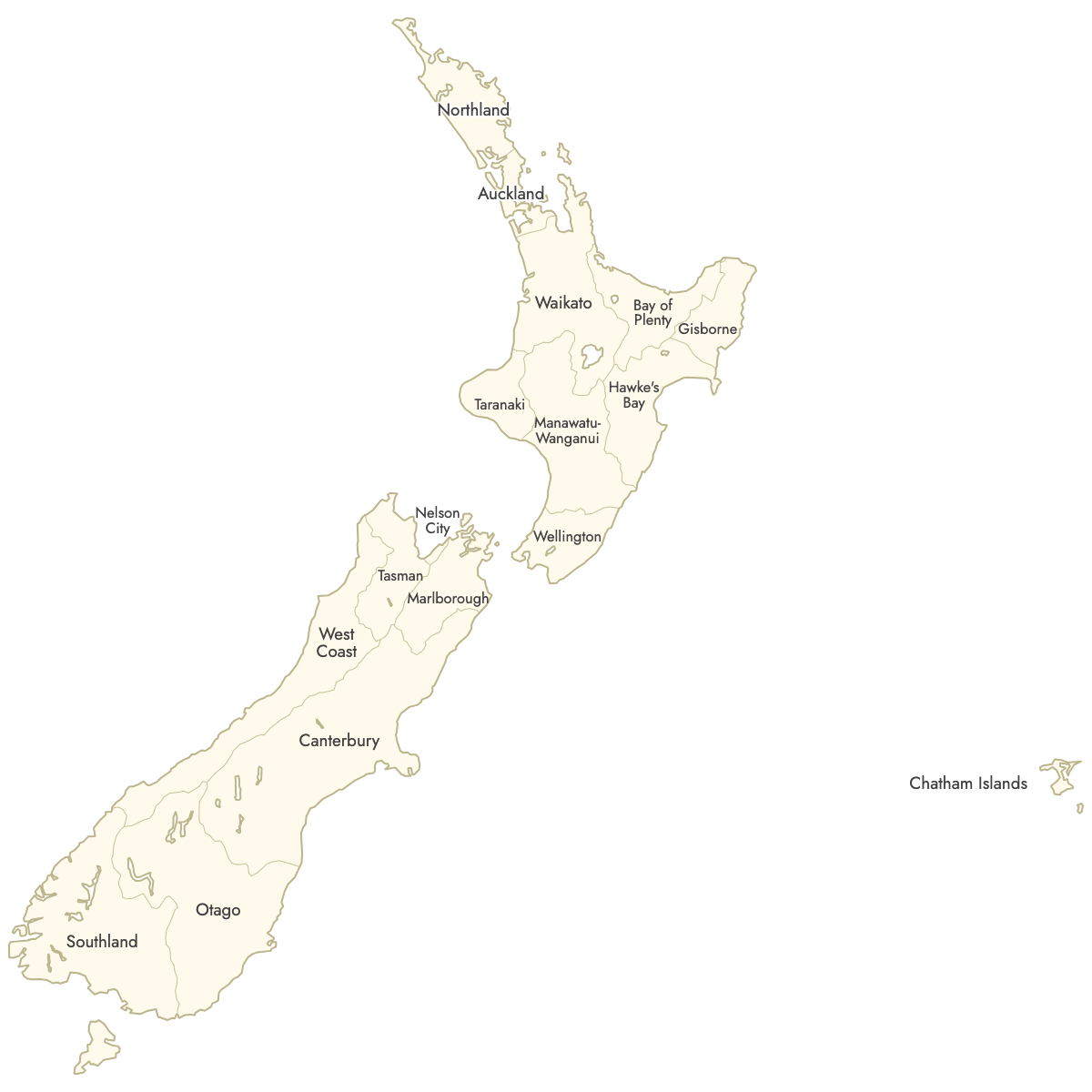 Unstyled Map of New Zealand