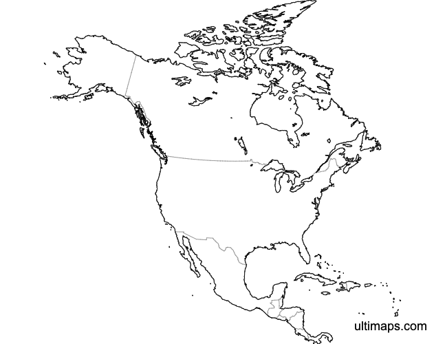 Preview of Blank Map of North America (A4)