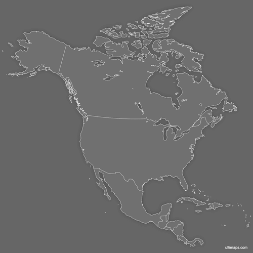 Preview of Blank Map of North America (Dark)