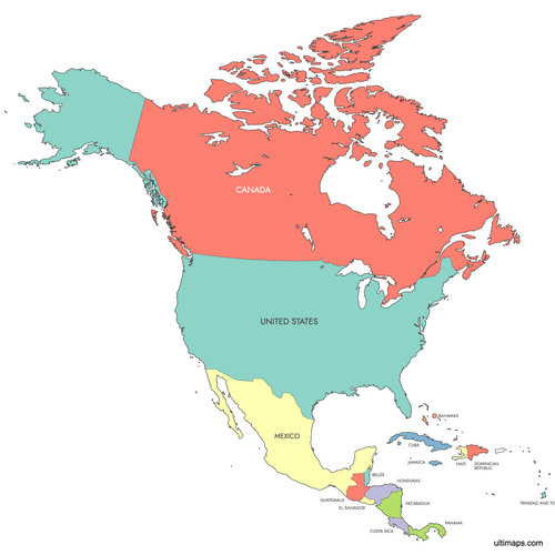 Preview of Labeled Map of North America