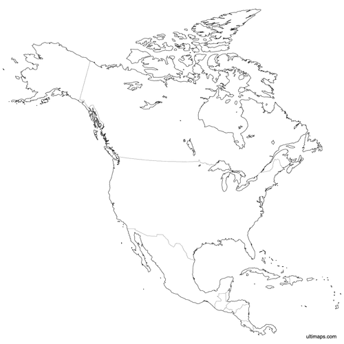 Preview of Outlined Map of North America