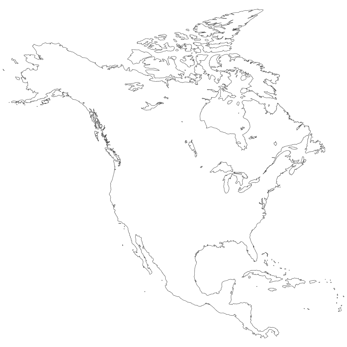 Outline Map of North America