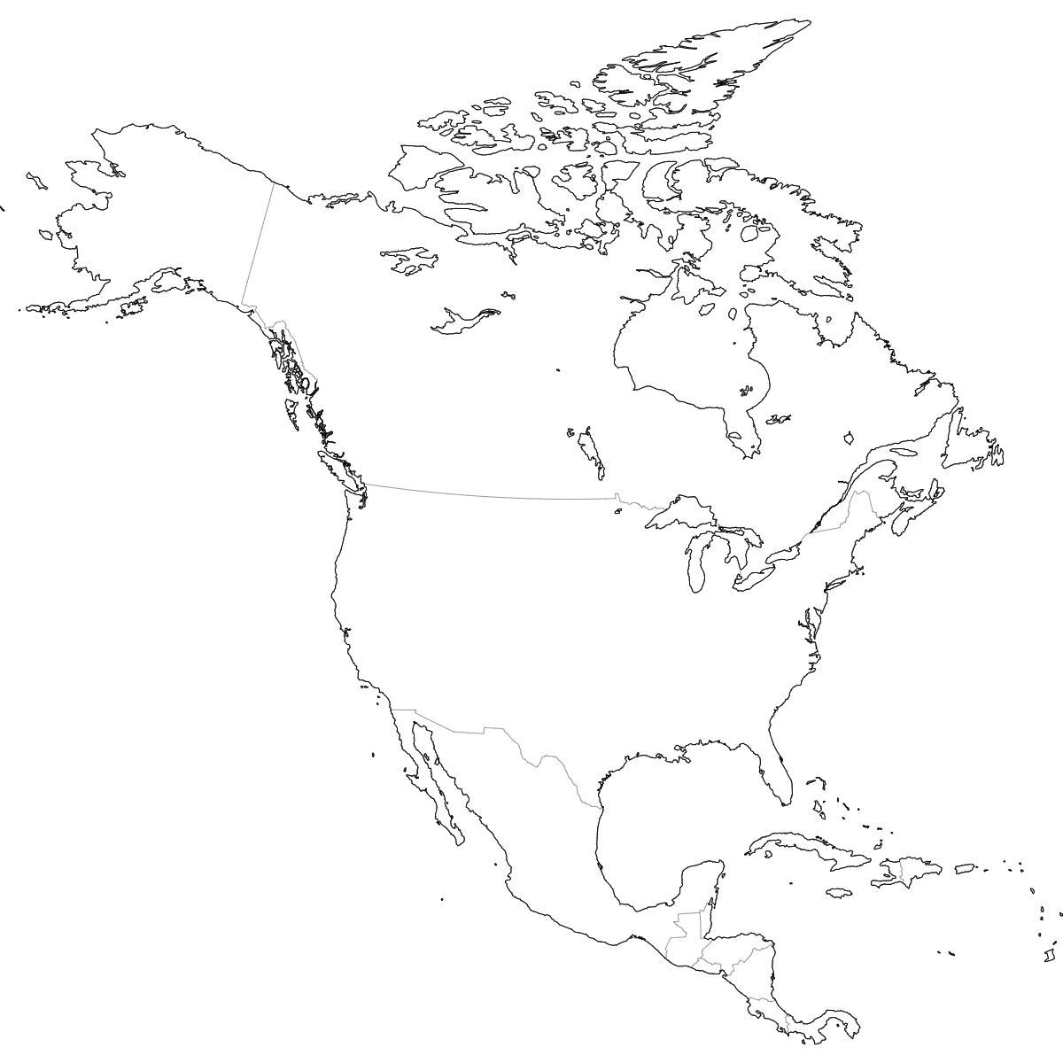 Wireframe Map of North America