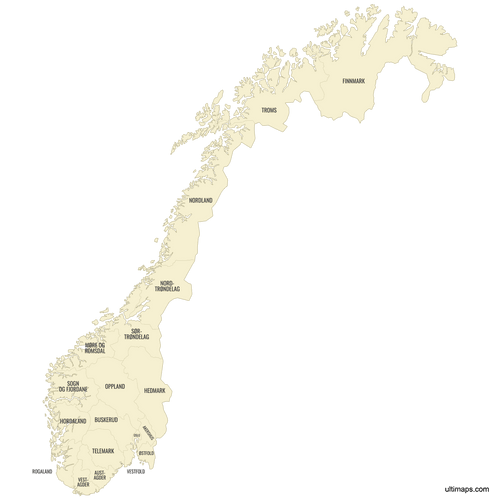 Preview of Labeled Map of Norway Counties