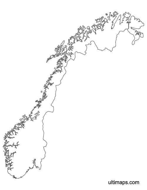 Preview of Outline Map of Norway Counties (A4)