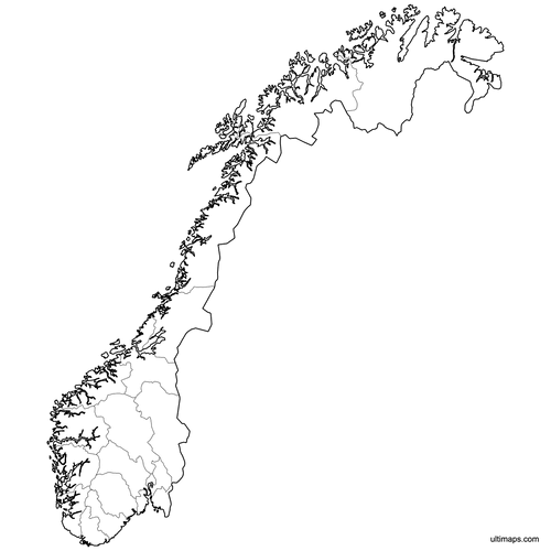 Preview of Outlined Map of Norway Counties