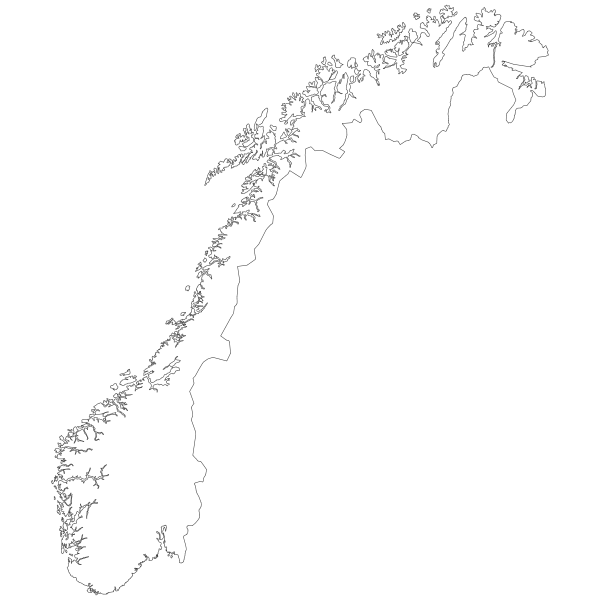 Outline Map of Norway Counties