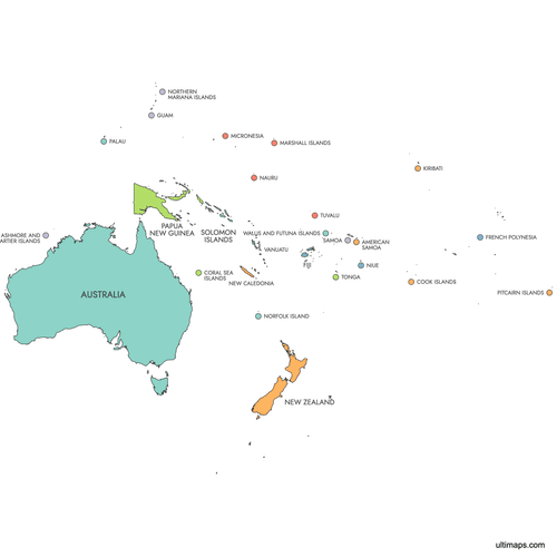Preview of Labeled Map of Oceania
