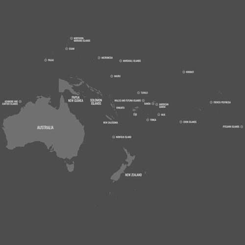 Preview of Labeled Map of Oceania (Dark)