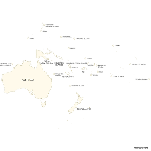 Preview of Labeled Map of Oceania