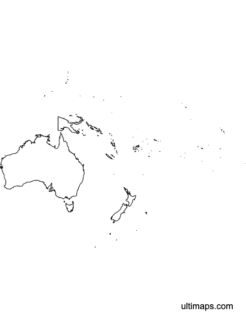 Preview of Outlined Map of Oceania (Letter)