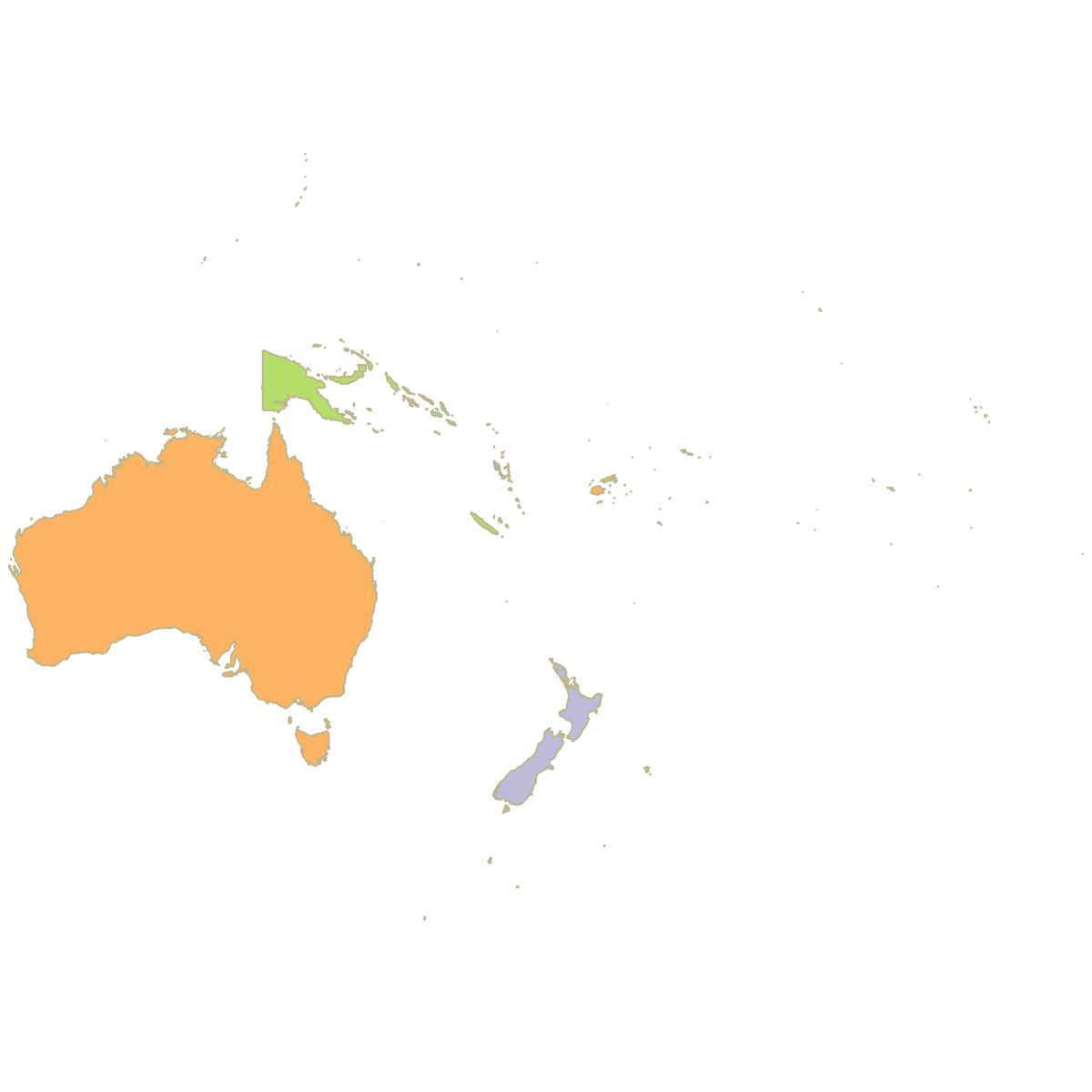 Colored Map of Oceania