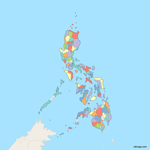 Preview of Colored Map of Philippines Provinces with Surrounding Areas
