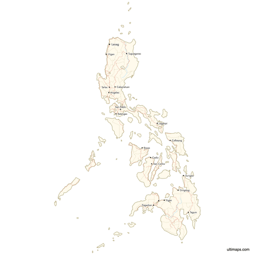 Preview of Map of Philippines Provinces with Cities