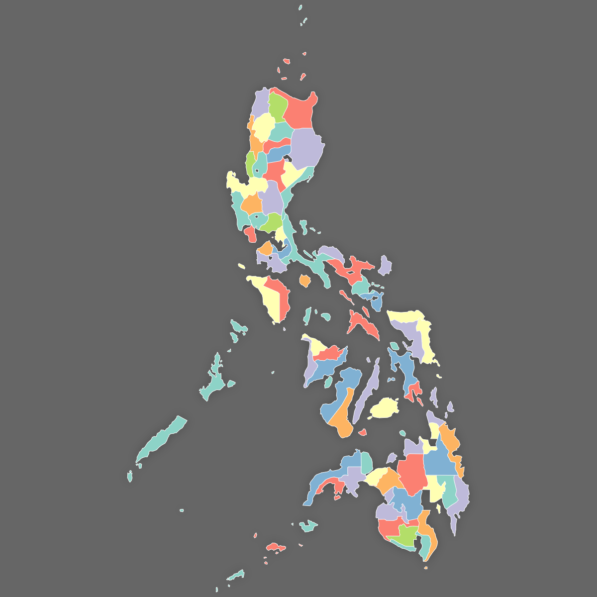 Custom Map of Philippines Provinces (Dark Theme)