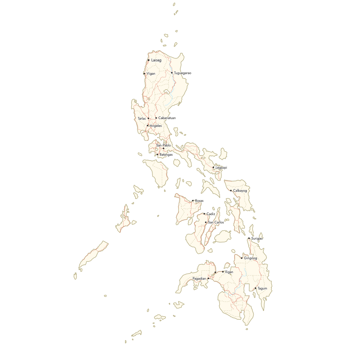 Custom Map of Philippines Provinces with Cities