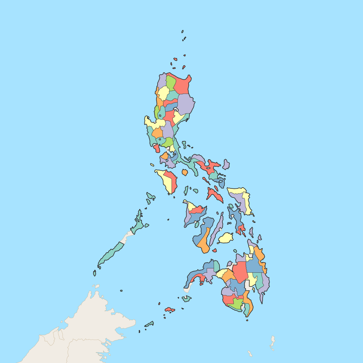 Custom Map of Philippines Provinces with Surrounding Areas