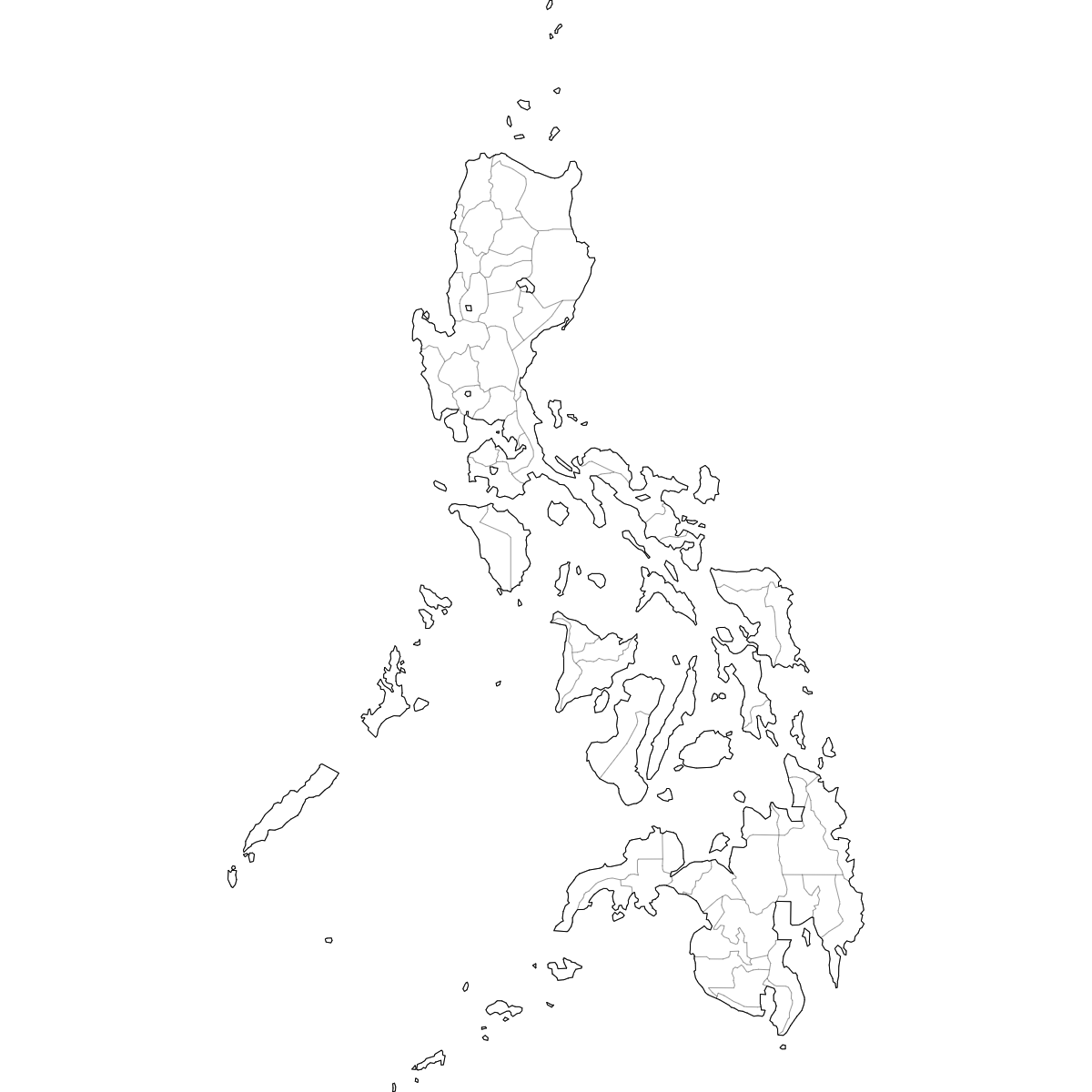 Wireframe Map of Philippines Provinces