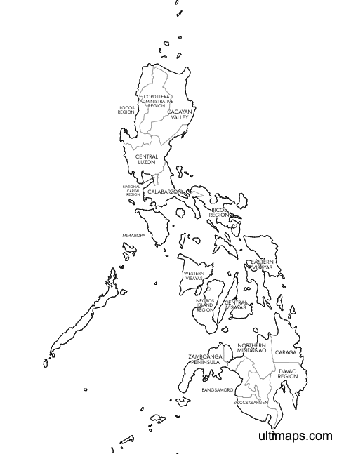Preview of Labeled Philippines Map with Regions (A4)