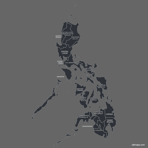 Preview of Labeled Philippines Map with Regions (Dark)
