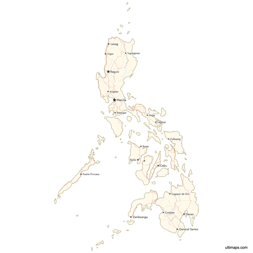 Preview of Map of Philippines Regions with Cities