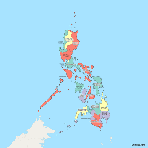 Preview of Political Map of the Philippines with Regions